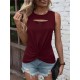 Hollow Knot Pleated Solid Color Sleeveless Round-Neck Vest Top Hollow Knot Pleated Solid Color Sleeveless Round-Neck Vest Top