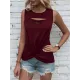 Hollow Knot Pleated Solid Color Sleeveless Round-Neck Vest Top Hollow Knot Pleated Solid Color Sleeveless Round-Neck Vest Top