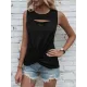 Hollow Knot Pleated Solid Color Sleeveless Round-Neck Vest Top Hollow Knot Pleated Solid Color Sleeveless Round-Neck Vest Top