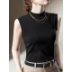 Solid Color Split-Joint Plus Size Skinny Mock Neck Vest Top