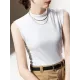 Solid Color Split-Joint Plus Size Skinny Mock Neck Vest Top