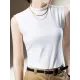 Solid Color Split-Joint Plus Size Skinny Mock Neck Vest Top