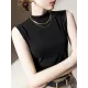 Solid Color Split-Joint Plus Size Skinny Mock Neck Vest Top