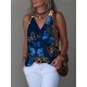 Butterfly Print Split-Joint Sleeveless V-Neck Vest Top Butterfly Print Split-Joint Sleeveless V-Neck Vest Top