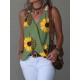Flower Print Split-Joint Sleeveless V-Neck Vest Top Flower Print Split-Joint Sleeveless V-Neck Vest Top
