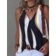 Split-Joint Striped Sleeveless V-Neck Vest Top Split-Joint Striped Sleeveless V-Neck Vest Top