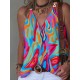 Printed Split-Joint Sleeveless V-Neck Vest Top Printed Split-Joint Sleeveless V-Neck Vest Top