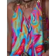 Printed Split-Joint Sleeveless V-Neck Vest Top Printed Split-Joint Sleeveless V-Neck Vest Top