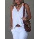 Solid Color Split-Joint Sleeveless V-Neck Vest Top Solid Color Split-Joint Sleeveless V-Neck Vest Top