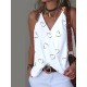 Heart Print Split-Joint Sleeveless V-Neck Vest Top Heart Print Split-Joint Sleeveless V-Neck Vest Top