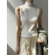 Solid Color Skinny Sleeveless High-Neck Vest Top Knitwear Solid Color Skinny Sleeveless High-Neck Vest Top Knitwear