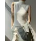 Solid Color Skinny Sleeveless High-Neck Vest Top Knitwear Solid Color Skinny Sleeveless High-Neck Vest Top Knitwear