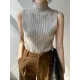 Solid Color Skinny Sleeveless High-Neck Vest Top Knitwear Solid Color Skinny Sleeveless High-Neck Vest Top Knitwear