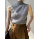 Solid Color Skinny Sleeveless High-Neck Vest Top Knitwear Solid Color Skinny Sleeveless High-Neck Vest Top Knitwear