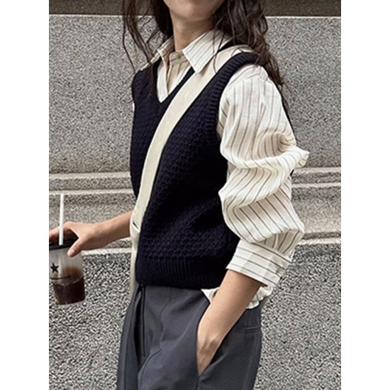 Solid Color Loose Sleeveless V-Neck Vest Top Solid Color Loose Sleeveless V-Neck Vest Top