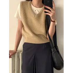 Solid Color Loose Sleeveless V-Neck Vest Top