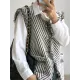 Buttoned Fringed Pockets Striped Loose Sleeveless V-Neck Vest Outerwear Buttoned Fringed Pockets Striped Loose Sleeveless V-Neck Vest Outerwear