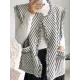 Buttoned Fringed Pockets Striped Loose Sleeveless V-Neck Vest Outerwear Buttoned Fringed Pockets Striped Loose Sleeveless V-Neck Vest Outerwear