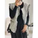 Buttoned Fringed Pockets Striped Loose Sleeveless V-Neck Vest Outerwear Buttoned Fringed Pockets Striped Loose Sleeveless V-Neck Vest Outerwear