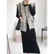 Buttoned Fringed Pockets Striped Loose Sleeveless V-Neck Vest Outerwear Buttoned Fringed Pockets Striped Loose Sleeveless V-Neck Vest Outerwear