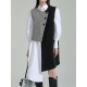 Asymmetric Buttoned Houndstooth Sleeveless Vest Outerwear Asymmetric Buttoned Houndstooth Sleeveless Vest Outerwear