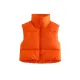 Skinny Sleeveless Solid Color Zipper Stand Collar Padded Vest Vest Top