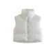 Skinny Sleeveless Solid Color Zipper Stand Collar Padded Vest Vest Top