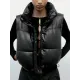 Drawstring Elasticity Solid Color Split-Joint Zipper Skinny Sleeveless Stand Collar Padded Vest Drawstring Elasticity Solid Color Split-Joint Zipper Skinny Sleeveless Stand Collar Padded Vest