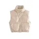 Drawstring Elasticity Solid Color Split-Joint Zipper Skinny Sleeveless Stand Collar Padded Vest Drawstring Elasticity Solid Color Split-Joint Zipper Skinny Sleeveless Stand Collar Padded Vest