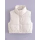 Drawstring Elasticity Solid Color Split-Joint Zipper Skinny Sleeveless Stand Collar Padded Vest Drawstring Elasticity Solid Color Split-Joint Zipper Skinny Sleeveless Stand Collar Padded Vest