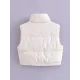 Drawstring Elasticity Solid Color Split-Joint Zipper Skinny Sleeveless Stand Collar Padded Vest Drawstring Elasticity Solid Color Split-Joint Zipper Skinny Sleeveless Stand Collar Padded Vest