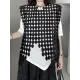 Hollow Solid Color Split-Joint Irregular Clipping Loose Round-Neck Vest Top Hollow Solid Color Split-Joint Irregular Clipping Loose Round-Neck Vest Top