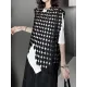 Hollow Solid Color Split-Joint Irregular Clipping Loose Round-Neck Vest Top Hollow Solid Color Split-Joint Irregular Clipping Loose Round-Neck Vest Top