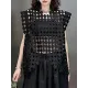 Hollow Solid Color Split-Joint Irregular Clipping Loose Round-Neck Vest Top Hollow Solid Color Split-Joint Irregular Clipping Loose Round-Neck Vest Top