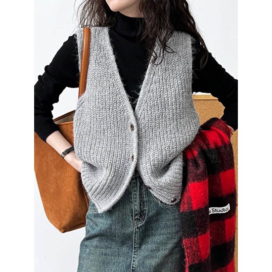 Split-Joint Loose Sleeveless V-Neck Vest Top Split-Joint Loose Sleeveless V-Neck Vest Top