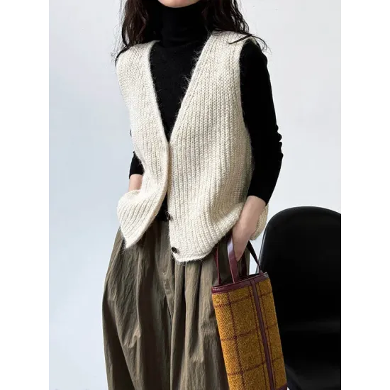 Split-Joint Loose Sleeveless V-Neck Vest Top Split-Joint Loose Sleeveless V-Neck Vest Top
