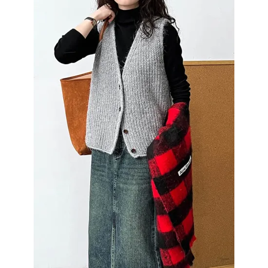 Split-Joint Loose Sleeveless V-Neck Vest Top Split-Joint Loose Sleeveless V-Neck Vest Top