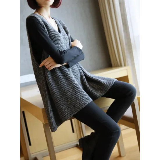 Casual V-Neck Knitting Vest Casual V-Neck Knitting Vest