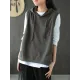 Artistic Retro Solid Hooded Vest Artistic Retro Solid Hooded Vest
