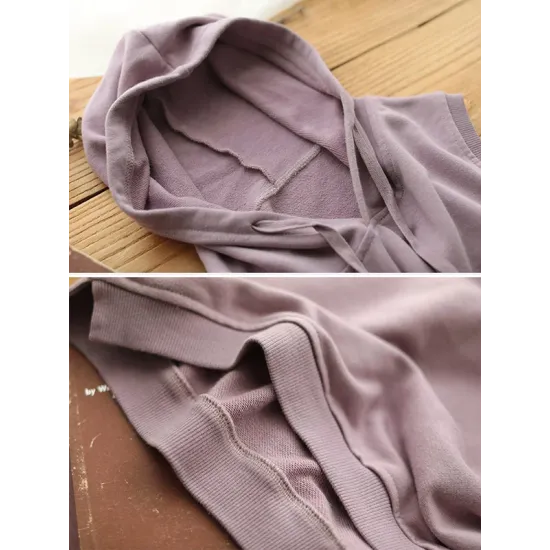 Artistic Retro Solid Hooded Vest Artistic Retro Solid Hooded Vest