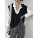 Knitting Irregularity Solid V-Neck Vest Knitting Irregularity Solid V-Neck Vest