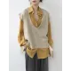 Knitting Irregularity Solid V-Neck Vest Knitting Irregularity Solid V-Neck Vest