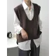 Knitting Irregularity Solid V-Neck Vest Knitting Irregularity Solid V-Neck Vest