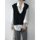 Knitting Irregularity Solid V-Neck Vest Knitting Irregularity Solid V-Neck Vest
