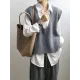 Knitting Irregularity Solid V-Neck Vest Knitting Irregularity Solid V-Neck Vest