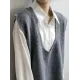 Knitting Irregularity Solid V-Neck Vest Knitting Irregularity Solid V-Neck Vest
