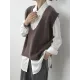 Knitting Irregularity Solid V-Neck Vest Knitting Irregularity Solid V-Neck Vest