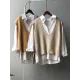 Knitting Irregularity Solid V-Neck Vest Knitting Irregularity Solid V-Neck Vest
