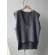 Knitting Irregularity Solid V-Neck Vest Knitting Irregularity Solid V-Neck Vest