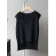 Knitting Irregularity Solid V-Neck Vest Knitting Irregularity Solid V-Neck Vest